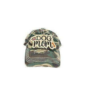 Dog Mom Cap Women's Camo Distressed Hat By KBETHOS Vintage Camouflage Adjustable